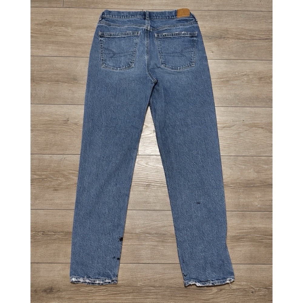 American Eagle Regular Straight Jeans Women Size 8 Medium Wash Distressed - Picture 2 of 7